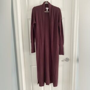 Leith Plum Purple Split Hem Long Duster Cardigan size small
